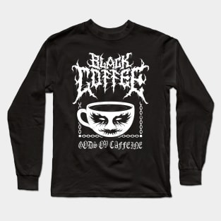 Black Metal Coffee - Funny Cartoon Corpse Paint - Vintage Distressed Long Sleeve T-Shirt